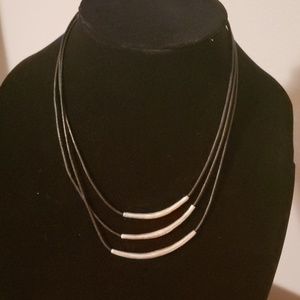 Silpada triple black leather necklace